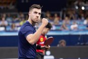 Tischtennis Europameisterschaften Darko Jorgic (Slowenien) im Finale des Männer-Wettbewerbs gegen Dang Qui (Deutschland)